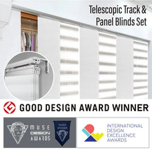 Load image into Gallery viewer, Whirl White 8-Panel Panel Track 130"-175"W, Panel width 23.5" - 50% LIGHT-FILTERING