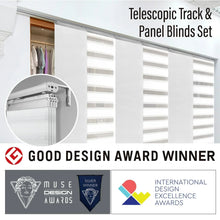 Load image into Gallery viewer, Embroidered Cadet 12-Panel Panel Track 140"-260"W x 91.4"H, Panel width 23.5" - 80% LIGHT-FILTERING