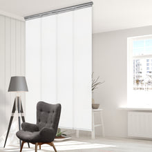 Load image into Gallery viewer, Laci White 4-Panel Single Rail Panel Track Extendable 34"-57"W x 91.4"H, Panel width 15.75" - 100% BLACKOUT