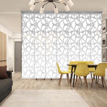 Load image into Gallery viewer, Shattered 7-Panel Single Rail Panel Track Extendable 58"-98"W, Panel width 15.75" - 50% LIGHT-FILTERING
