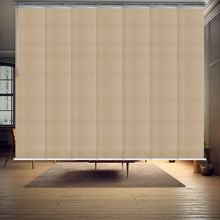 Load image into Gallery viewer, Dunmore Cream 7-Panel Single Rail Panel Track Extendable 58"-98"W x 91.4"H, Panel width 15.75" - 80% LIGHT-FILTERING