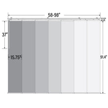 Load image into Gallery viewer, Dunmore Cream 7-Panel Single Rail Panel Track Extendable 58"-98"W x 91.4"H, Panel width 15.75" - 80% LIGHT-FILTERING