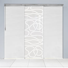 Load image into Gallery viewer, 3-Panel Single Rail Panel Track Blind Extendable 36"-66"W x 91.4"H, Panel width 23.5", Whirl White, Embroidered Chiffon