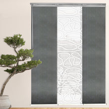 Load image into Gallery viewer, 3-Panel Single Rail Panel Track Blind Extendable 36"-66"W x 91.4"H, Panel width 23.5", Whirl White, Dove