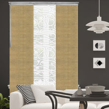 Load image into Gallery viewer, 3-Panel Single Rail Panel Track Blind Extendable 36"-66"W x 91.4"H, Panel width 23.5", Whirl White, Canary