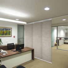 Load image into Gallery viewer, Oat Brown 3-Panel Single Rail Panel Track 36"-66"W, Panel width 23.5" - 100% BLACKOUT