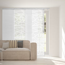 Load image into Gallery viewer, 4-Panel Single Rail Panel Track Extendable 48"-88"W x 91.4"H, Panel width 23.5", Whirl White, Embroidered Chiffon