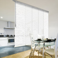 Load image into Gallery viewer, Whirl White 5-Panel Single Rail Panel Track 58"-110"W, Panel width 23.5" - 50% LIGHT-FILTERING