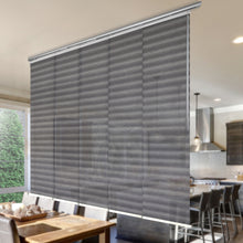 Load image into Gallery viewer, Ottoline Black 5-Panel Single Rail Panel Track 58"-110"W, Panel width 23.5" - 50% LIGHT-FILTERING