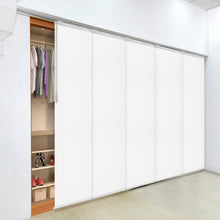 Load image into Gallery viewer, Laci White 5-Panel Single Rail Panel Track 58"-110"W, Panel width 23.5" - 100% BLACKOUT