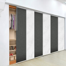 Load image into Gallery viewer, 6-Panel Single Rail Panel Track Blind Extendable 70"-130"W x 91.4"H, Panel width 23.5", Whirl White, Smoke