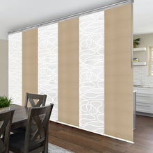 Load image into Gallery viewer, 6-Panel Single Rail Panel Track Blind Extendable 70"-130"W x 91.4"H, Panel width 23.5", Whirl White, Dunmore Cream
