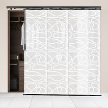 Load image into Gallery viewer, Whirl White 4-Panel Single Rail Panel Track 48"-88"W, Panel width 23.5" - 50% LIGHT-FILTERING