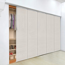 Load image into Gallery viewer, Meshed Taupe 5-Panel Single Rail Panel Track 58"-110"W, Panel width 23.5" - 60% LIGHT-FILTERING