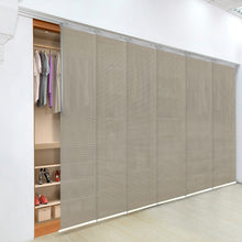 Load image into Gallery viewer, Slate Mesh 6-Panel Single Rail Panel Track 70"-130"W, Panel width 23.5" - 60% LIGHT-FILTERING