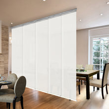 Load image into Gallery viewer, Pewter Mesh 5-Panel Single Rail Panel Track 58"-110"W, Panel width 23.5" - 60% LIGHT-FILTERING