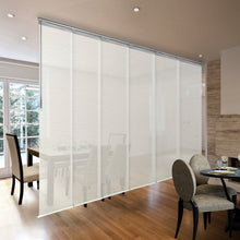 Load image into Gallery viewer, Cream Filigree 6-Panel Single Rail Panel Track 70"-130"W, Panel width 23.5" - 50% LIGHT-FILTERING