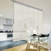 Load image into Gallery viewer, Dappled Ash 5-Panel Single Rail Panel Track 58"-110"W, Panel width 23.5" - 40% LIGHT-FILTERING