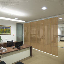 Load image into Gallery viewer, Dappled Gold 5-Panel Single Rail Panel Track 58"-110"W, Panel width 23.5" - 40% LIGHT-FILTERING