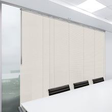 Load image into Gallery viewer, Meshed Taupe 7-Panel Single Rail Panel Track 110"-153"W, Panel width 23.5" - 60% LIGHT-FILTERING