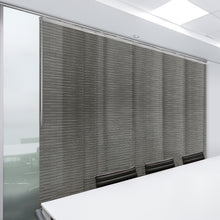 Load image into Gallery viewer, Dusky Filigree 7-Panel Single Rail Panel Track 110"-153"W, Panel width 23.5" - 50% LIGHT-FILTERING