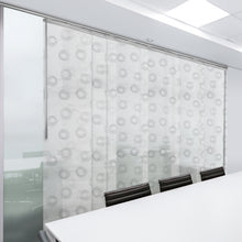 Load image into Gallery viewer, Sion White 7-Panel Single Rail Panel Track 110"-153"W, Panel width 23.5" - 50% LIGHT-FILTERING