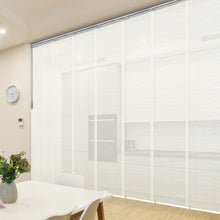 Load image into Gallery viewer, Cream Filigree 7-Panel Single Rail Panel Track 110"-153"W, Panel width 23.5" - 50% LIGHT-FILTERING