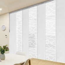 Load image into Gallery viewer, 7-Panel Single Rail Panel Track Extendable 110"-153"W x 91.4"H, Panel width 23.5", Whirl White, Embroidered Chiffon