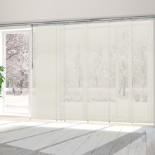 Load image into Gallery viewer, Dappled Ash 7-Panel Single Rail Panel Track 110"-153"W, Panel width 23.5" - 40% LIGHT-FILTERING