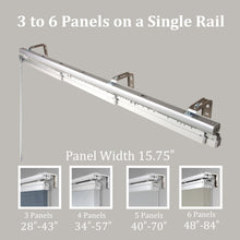 Load image into Gallery viewer, Charcoal Camo 3-Panel Single Rail Panel Track Extendable 28"-43"W x 91.4"H, Panel width 15.75" - 75% LIGHT-FILTERING