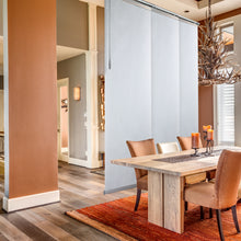 Load image into Gallery viewer, Embroidered Cadet 3-Panel Single Rail Panel Track 36"-66"W x 91.4"H, Panel width 23.5" - 80% LIGHT-FILTERING