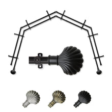 Load image into Gallery viewer, Scallop 13/16" 4-Sided Double Bay Curtain Rod