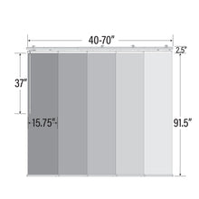 Load image into Gallery viewer, Dunmore Cream 5-Panel Single Rail Panel Track Extendable 40"-70"W x 91.4"H, Panel width 15.75" - 80% LIGHT-FILTERING