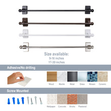 Load image into Gallery viewer, Self-adhesive or Wall Mounted Rod 9-16 inch (Set of 2)