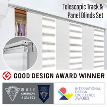 Load image into Gallery viewer, 5-Panel Single Rail Panel Track Blind Extendable 58"-110"W x 91.4"H, Panel width 23.5", Winter, Amaryllis