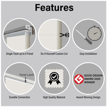 Load image into Gallery viewer, 7-Panel Single Rail Panel Track Extendable 110"-153"W x 91.4"H, Panel width 23.5", Macadamia, Smoke