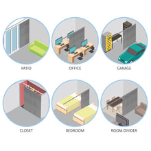 Load image into Gallery viewer, Woven Gray 6-Panel Single Rail Panel Track Extendable 48"-84"W x 91.4"H, Panel width 15.75" - 70% LIGHT-FILTERING