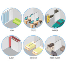 Load image into Gallery viewer, Embroidered Chiffon 5-Panel Single Rail Panel Track Extendable 40"-70"W x 91.4"H, Panel width 15.75" - 80% LIGHT-FILTERING