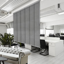 Load image into Gallery viewer, Woven Gray 6-Panel Single Rail Panel Track Extendable 48"-84"W x 91.4"H, Panel width 15.75" - 70% LIGHT-FILTERING