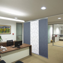 Load image into Gallery viewer, 3-Panel Single Rail Panel Track Blind Extendable 36"-66"W x 91.4"H, Panel width 23.5", Shattered, Spruce