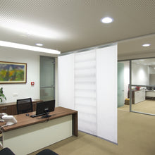 Load image into Gallery viewer, 3-Panel Single Rail Panel Track Blind Extendable 36"-66"W x 91.4"H, Panel width 23.5", Macadamia, Embroidered Chiffon