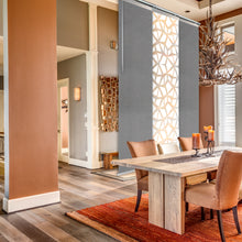 Load image into Gallery viewer, 3-Panel Single Rail Panel Track Blind Extendable 36"-66"W x 91.4"H, Panel width 23.5", Shattered, Woven Gray