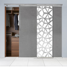 Load image into Gallery viewer, 3-Panel Single Rail Panel Track Blind Extendable 36"-66"W x 91.4"H, Panel width 23.5", Shattered, Woven Gray