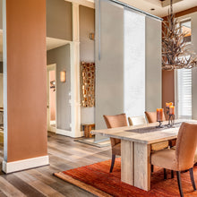 Load image into Gallery viewer, 3-Panel Single Rail Panel Track Blind Extendable 36"-66"W x 91.4"H, Panel width 23.5", Lotus, Cornsilk