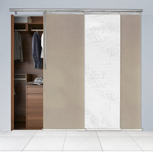 Load image into Gallery viewer, 3-Panel Single Rail Panel Track Blind Extendable 36"-66"W x 91.4"H, Panel width 23.5", Lotus, Cornsilk