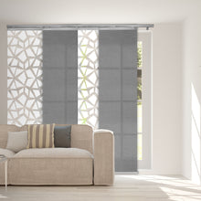 Load image into Gallery viewer, 4-Panel Single Rail Panel Track Blind Extendable 48"-88"W x 91.4"H, Panel width 23.5", Shattered, Woven Gray