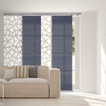 Load image into Gallery viewer, 4-Panel Single Rail Panel Track Blind Extendable 48"-88"W x 91.4"H, Panel width 23.5", Shattered, Spruce