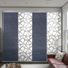 Load image into Gallery viewer, 4-Panel Single Rail Panel Track Blind Extendable 48"-88"W x 91.4"H, Panel width 23.5", Shattered, Spruce