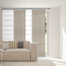 Load image into Gallery viewer, 4-Panel Single Rail Panel Track Blind Extendable 48"-88"W x 91.4"H, Panel width 23.5", Lotus, Cornsilk