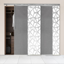 Load image into Gallery viewer, 4-Panel Single Rail Panel Track Blind Extendable 48"-88"W x 91.4"H, Panel width 23.5", Shattered, Woven Gray